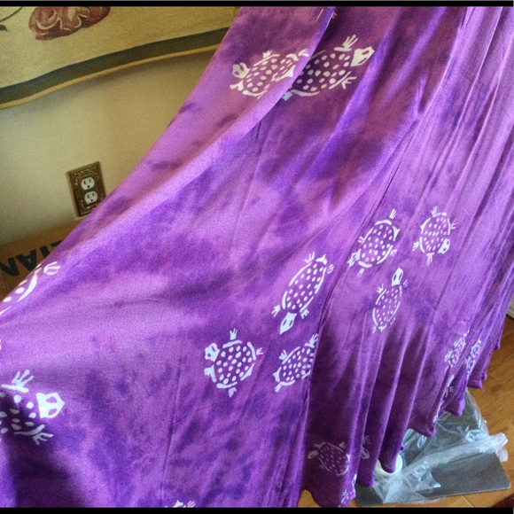 Bohemian Tie Dye Maxi Dress Halter Backless Asymmetrical Swim Cover Up Purple OS - Picture 9 of 14